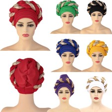 Turban femme africaine tresse chapeau musulman foulard casquette chimique