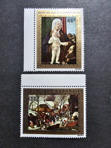 Timbre gabon tableaux noël - gabon,