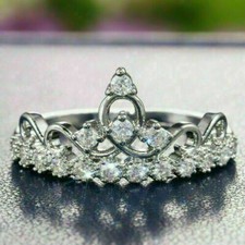Bague couronne diamant simulé