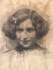 Tableau, Portrait De Femme De G.Delac Peintre Basque De Saint Jean De Luz