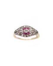 Bague Art Deco rubis diamants