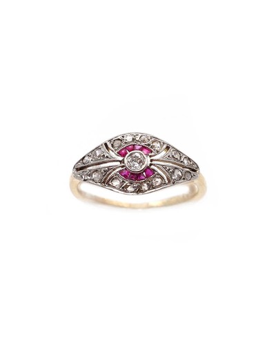 Bague art deco rubis diamants - art,