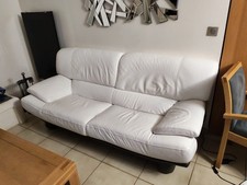 Canape cuir blanc places - cuir,