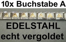10x Lettre A Plaqué Or Inox