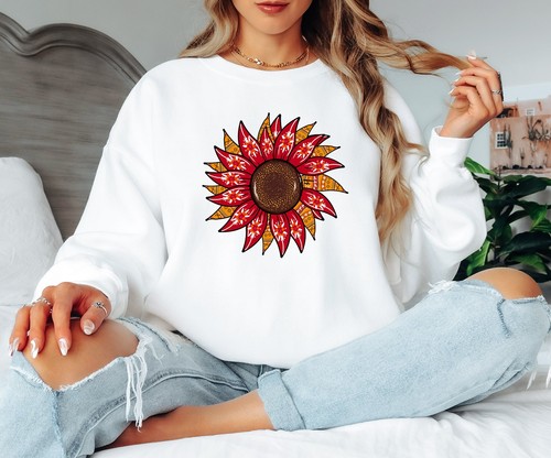 Pull rouge motifs floraux - à,