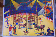 Ancienne carte d’école affiche scolaire. Le CIRQUE, Après l'averse. Rossignol .