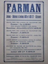 6/1924 PUB FARMAN AVION JABIRU GOLIATH / NIEUPORT DELAGE DIRIGEABLE ASTRA AD