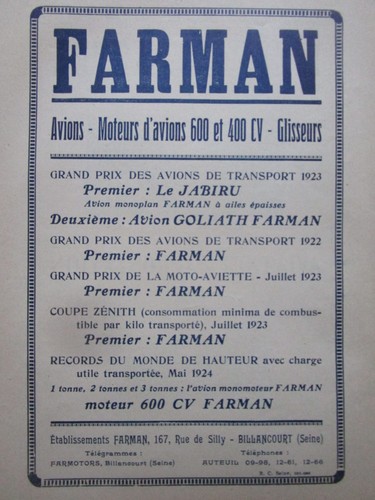 1924 pub farman avion jabiru - farman,