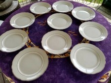 10 ASSIETTES PLATES VERITABLE OPAQUE DIGOIN SARREGUEMINES LISERE DORE 21,5cm