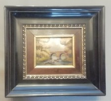 TABLEAU Emaux sur Cuivre Limoges signé Bonhomme pont rivière 