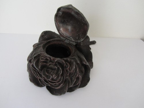 Encrier rose régule 19e - rose, en