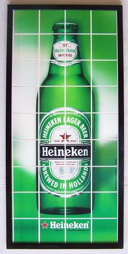 Framed heineken sign with - sign,