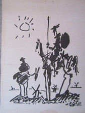 Picasso (d'après ) Don Quichotte Lithographie  (signée et datée dans la planche)