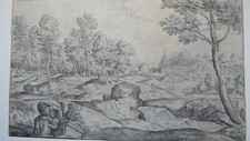 Eau forte Ecole italienne XVII d'après Campagnola