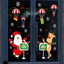 Crampon Statique Noël Verre Stickers Flocon de Neige Santa Mural Réutilisable
