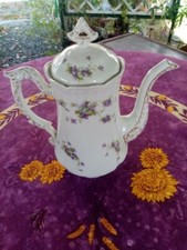 Cafetière ou Théière Verseuse avec son Couvercle Porcelaine Décor de Violettes