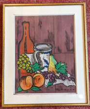 Ancien tableau pastel signé artiste XXe dauphinois isere peinture ancienne déco 