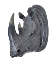 Sculpture murale tête de rhinocéros - résine