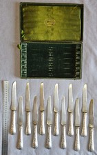 CHRISTOFLE MARLY Coffret 12 anciens couteaux de table Métal argenté lames acier