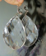 5 vintage French Crystal Glass Prisms Lamp Chandelier Part 2" tear drop pendant
