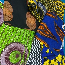 Tissu imprimé africain Ankara Kente cire polycoton mélange par cour bleu suisse orange