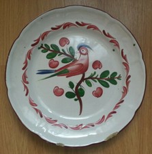 RARE SUPERBE ASSIETTE XIXe / XVIIIe ? FAIENCE DES ISLETTES oiseau exotique