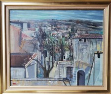 Louis TRABUC  "vue de village" huile sur toile