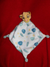 Doudou Plat Disney Baby Simba Roi Lion Orange Blanc Feuille Bleue