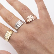 Bague En Or Massif 14K Carrée