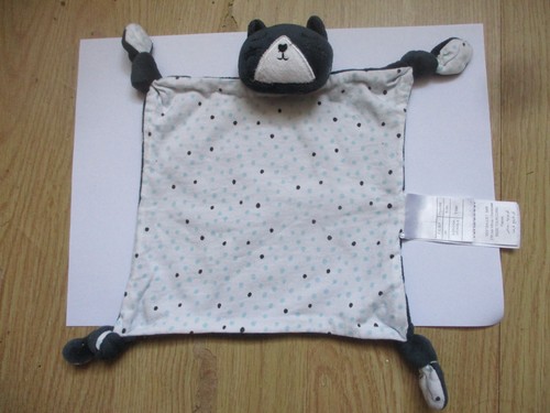 Doudou plat chat blanc bleu - chat,