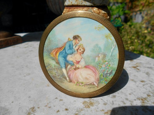 Ancien poudrier miroir sac - ancien,