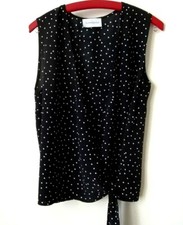 Chemise sans manche cache cœur Noir pois blanc Sud EXPRESS XS 34 36 Neuf