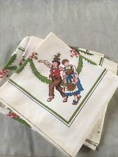 VINTAGE 1950/1960 : 6 SERVIETTES DE TABLE ANCIENNES MOTIF ALSACE