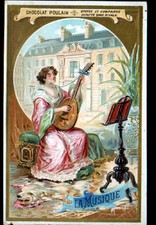IMAGE CHROMO CHOCOLAT POULAIN / ARTS MUSIQUE / MUSICIENNE à la GUITARE