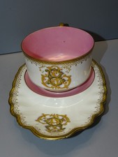 -JOLI DEJEUNER PORCELAINE NAPOLEON III Chiffré BL Belles DORURES VITRINE