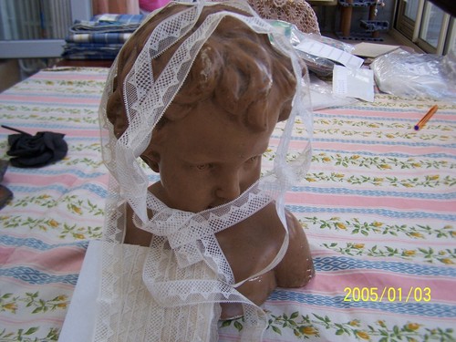 Ancienne dentelle sur - , tulle