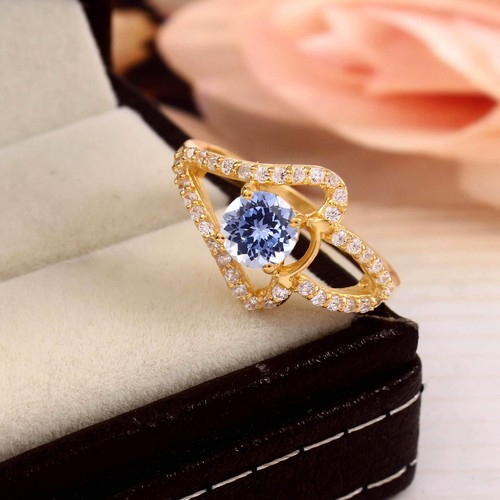 Bague saphir bleu ronde - bague,
