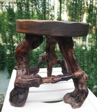 Très Beau Tabouret Tripode Pieds de Vigne Porte Plante Objet Décoratif