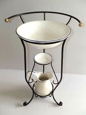 Ensemble Toilette Bol Pichet Soucoupe Fer Forgé Laiton Et Céramique Toscana