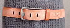Large ceinture vintage cuir orange et boucle rectangle argentée KAPORAL FIVE 5