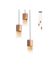 Luminaire Suspendu Design Moderne Cuivre/Champagne 3 Lumières Verre RD-0180