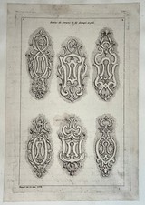 ENTREE SERRURE FER Gravure HUQUIER Eau Forte SERRURERIE XVIII°