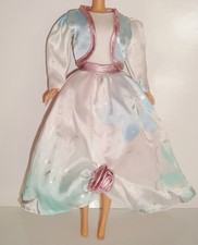 Barbie Vintage VêTEMENT Ensemble Jupe longue+Boléro Satin Fleurs