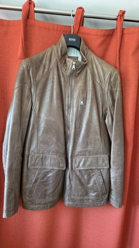 Veste blouson cuir boss marron - blouson,