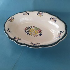 Emaux de Longwy, Plat creux ovale, Modèle Marseille, liseré vert foncé