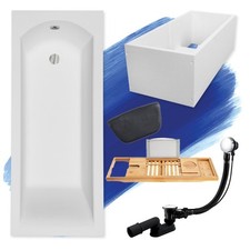 Baignoire rectangulaire SHEA 140x70 + support de baignoire + tablette de bain en