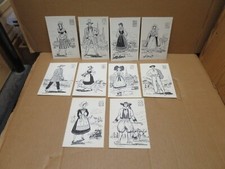 MARGOTTON ensemble de 10 cartes illustrées costumes régionaux