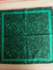 CHRISTIAN DIOR foulard / Pochette Carré vert Parfum POISON Design vintage 33 cm
