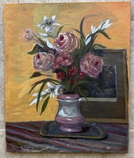 Tableau Ancien Huile signé André Meaux Saint Marc (1885-1941) Vase fleurs