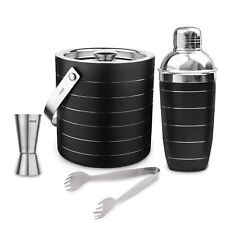 4 Pièce Barre Accessoires Set pour Boissons Cocktail Barman Kit Noir